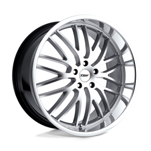 TSW SNETTERTON 5X120 19X8 +20 HYPER SILVER W/ MIRROR CUT LIP