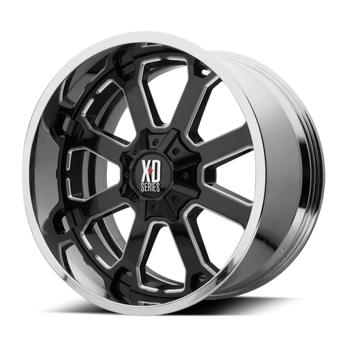 XD XD202 BUCK 25 5X127/5X139.7 20X10 -18 GLOSS BLACK MILLED CENTER CHROME LIP