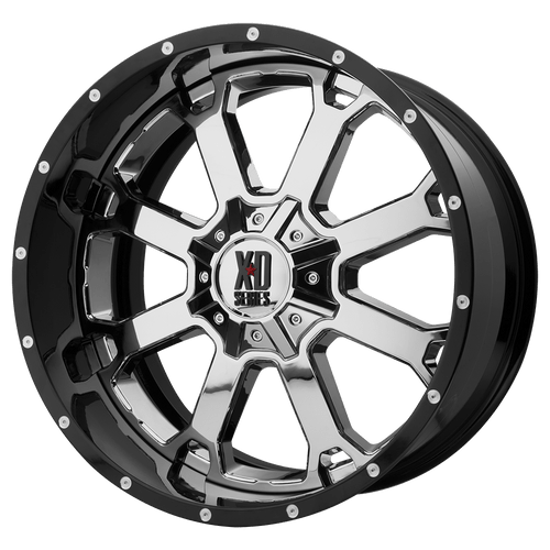 XD XD202 BUCK 25 5X127/5X139.7 20X12 -44 CHROME CENTER GLOSS BLACK MILLED LIP