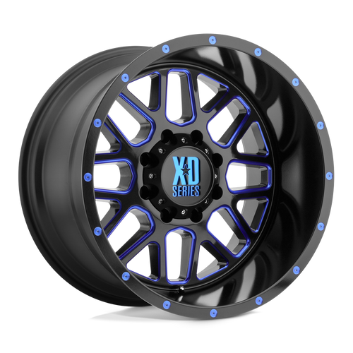 XD XD820 GRENADE 6X135 20X9 +18 SATIN  BLACK MILLED WITH BLUE CLEAR COAT