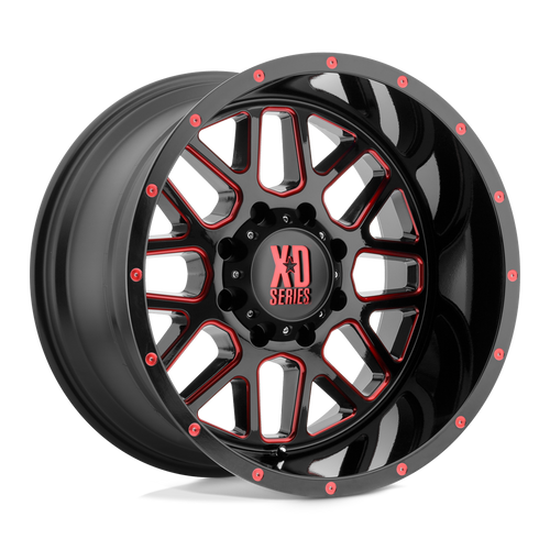 XD XD820 GRENADE 6X139.7 20X9 +0 SATIN  BLACK MILLED WITH RED CLEAR COAT