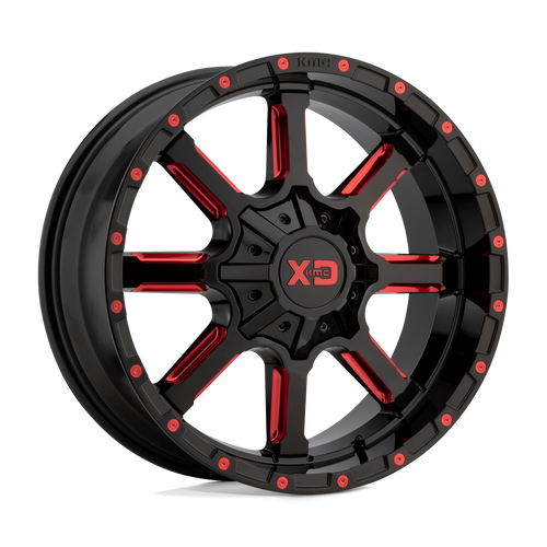 XD XD838 MAMMOTH 5X127/5X139.7 20X10 -18 GLOSS BLACK MILLED WITH RED TINT CLEAR COAT