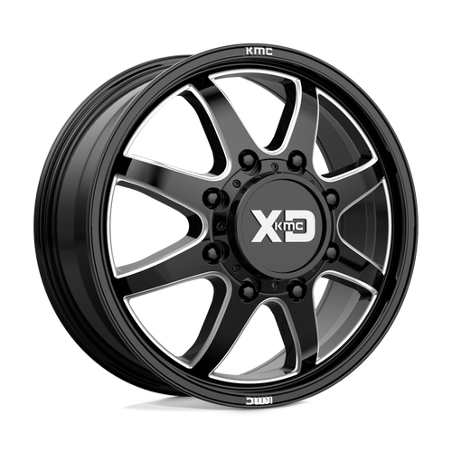 XD XD845 PIKE DUALLY 8X170 22X8.25 +105 GLOSS BLACK MILLED - FRONT