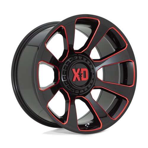 XD XD854 REACTOR 6X135/6X139.7 20X10 -18 GLOSS BLACK MILLED WITH RED TINT