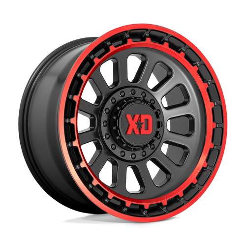 XD XD856 OMEGA 5X127/5X139.7 20X10 -18 SATIN BLACK MACHINED LIP WITH RED TINT