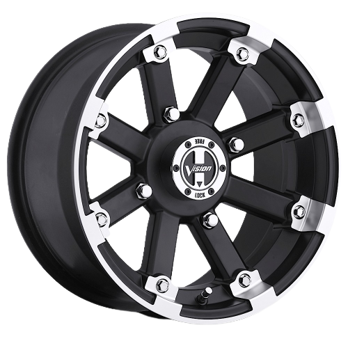 Vision ATV 393 Lock Out 4x110 12x7+2 Matte Black Machined Lip