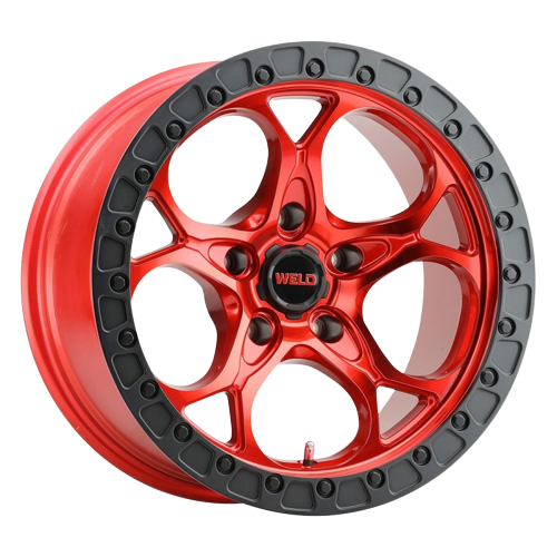 WELD Off-Road Ledge Beadlock 5x127 17x10 -25 Candy RED / RED Ring