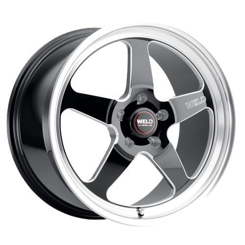 WELD Performance Ventura 5x120.65 18x7 0 Gloss Black/Milled Diamond Cut Lip