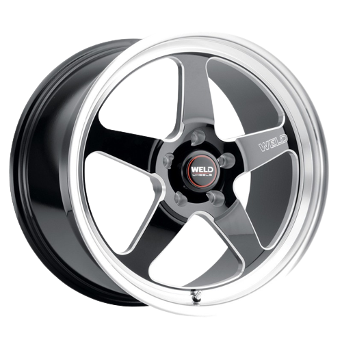 WELD Performance Ventura 5x114.3 18x7 0 Gloss Black/Milled Diamond Cut Lip