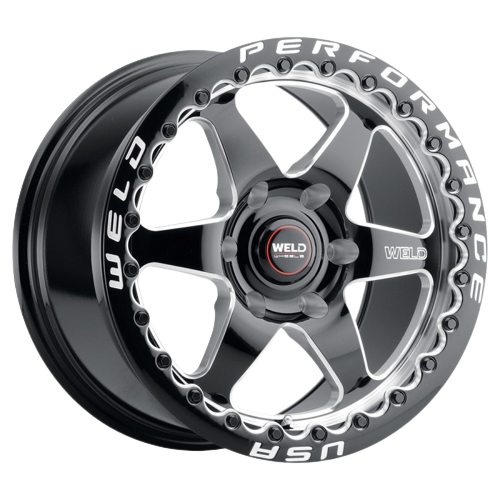 WELD Performance Ventura 6 Beadlock 6x135 17x10 +42 Gloss Black/Milled Diamond Cut Lip