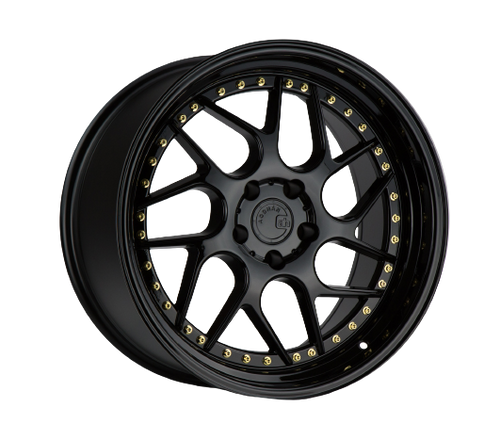 Aodhan DS01 5x114.3 18x10.5+15 Gloss Black W /Gold Rivets