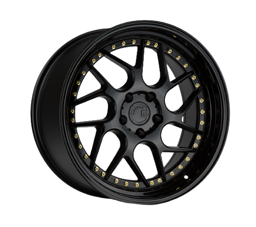 Aodhan DS01 5x114.3 19x9.5+15 Gloss Black W /Gold Rivets