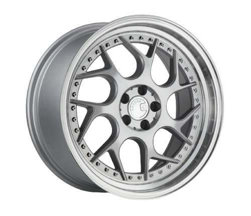 Aodhan DS01 5x100 18x9.5+35 Silver Machined Lip w/Chrome Rivets