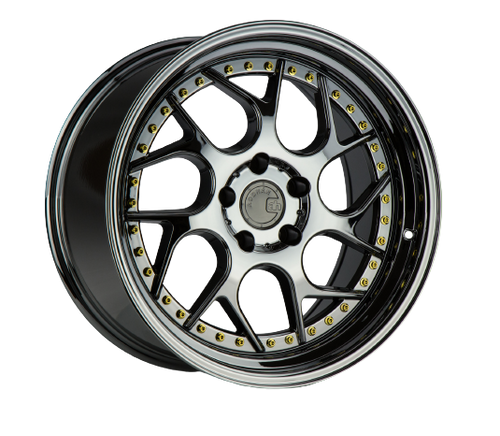 Aodhan DS01 5x114.3 18x9.5+30 Black Vacuum W/ Gold Rivets