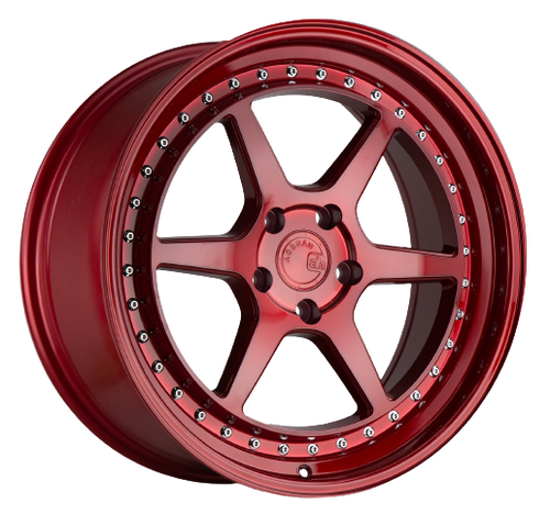 Aodhan DS09 5x114.3 18x9.5+30 Candy Red w/ (Chrome Rivets)