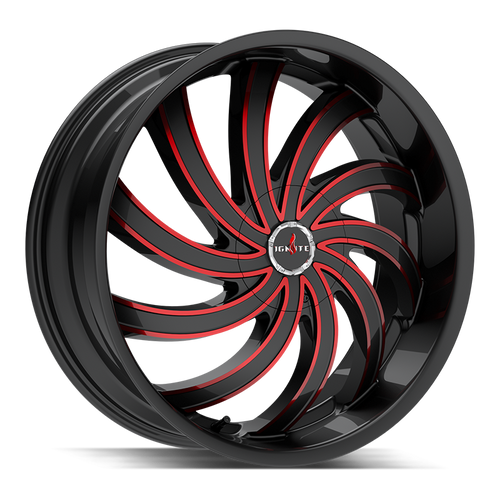 Ignite Flame 5x112/5x115 22x8.5 +35 Gloss Black Candy Red Milled