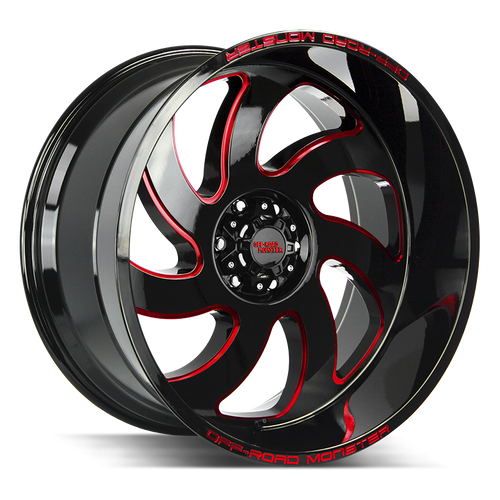 Off Road Monster M07 5x127 20x10-19 Gloss Black Candy Red Milled