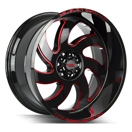 Off Road Monster M07 6x139.7 22x12-44 Gloss Black Candy Red Milled