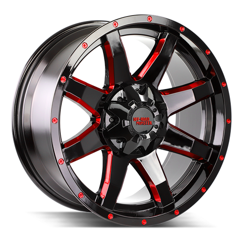 Off Road Monster M08 6x135/6x139.7 20x9 Gloss Black Candy Red Milled