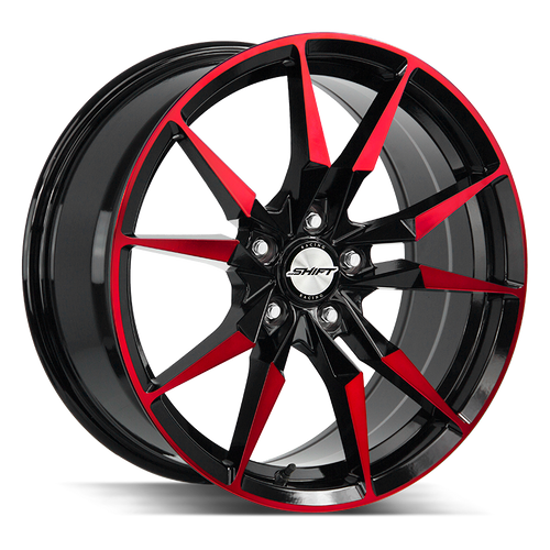 Shift Blade 5x114.3 18x8 +35 Gloss Black Candy Red Machine