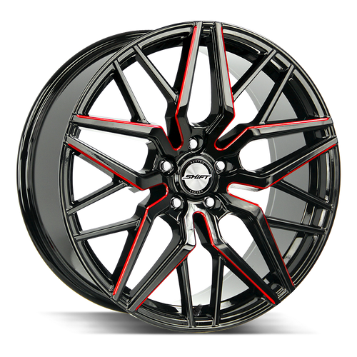 Shift Spring Blank 20x8.5 +35 Gloss Black Candy Red Milled
