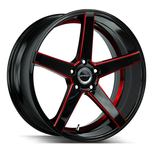 Strada Perfetto 5x100 18x8 +40 Gloss Black Candy Red Milled