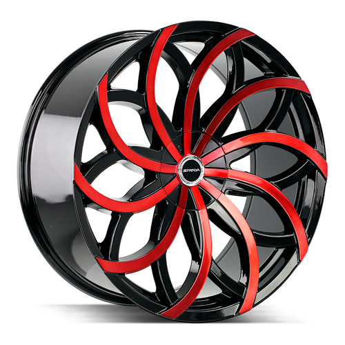 Strada Huracan 5x115/5x120 22x9.5 +15 Gloss Black Candy Red Machine