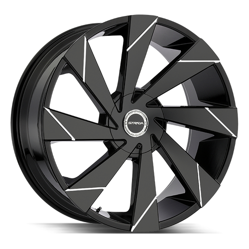 Strada Moto 5x114.3/5x120 22x9 +35 Gloss Black Milled Line