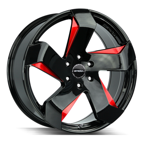 Strada Coltello 5x112 20x8.5 +40 Gloss Black Candy Red Milled