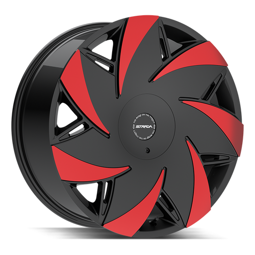 Strada Turbina 5x112/5x115 22x9 +35 Gloss Black Machined Red Tips