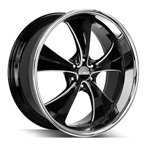 Strada Street Classics Old Skool 5x115 24x10 +15 Gloss Black Milled SS Lip