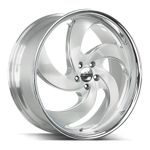 Strada Street Classics Retro 5 5x120 20x8.5 +25 Brushed Face Silver Milled SS Lip