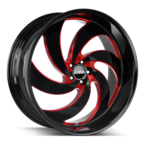 Strada Street Classics Retro 6 Blank 24x10 +15 Gloss Black Candy Red Milled