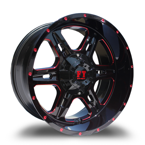 FULL THROTTLE FT6054 8x165 20x10-24 BLACK / RED MILLING