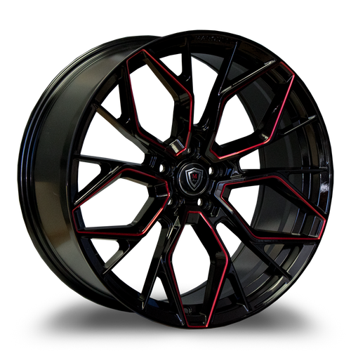 MARQUEE WHEELS M1004 5x120 20x10.5+40 GLOSS BLACK / RED MILLED