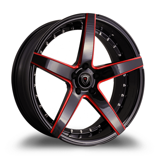 MARQUEE WHEELS M3226 5x120 20x9+15 BLACK / RED MILLING