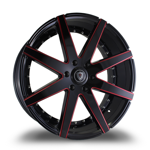 MARQUEE WHEELS M3226B 6x139.7 22x9.5+25 BLACK / RED MILLING