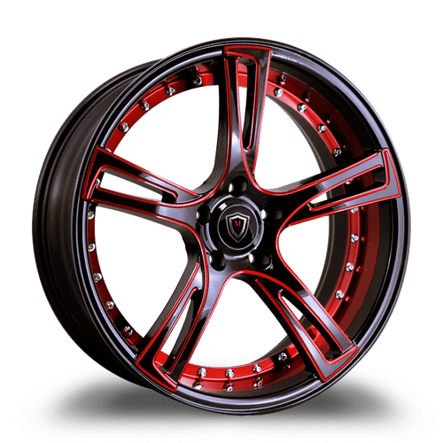 MARQUEE WHEELS M3247 5x112 22x9+35 BLACK / RED MILLING