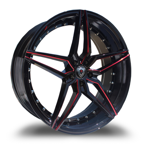 MARQUEE WHEELS M3259 5x120 19x8.5+33 BLACK / RED MILLING