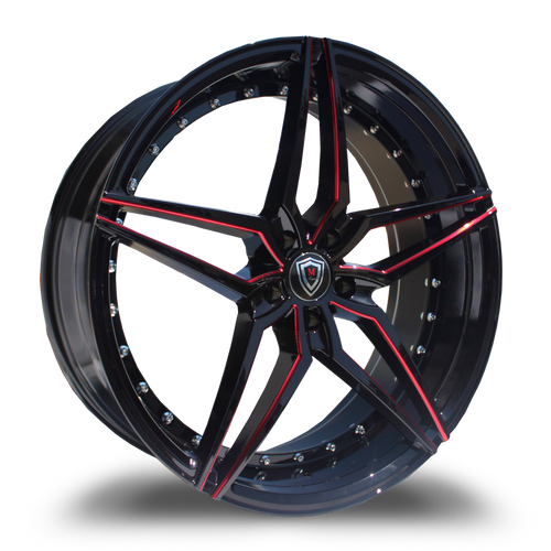 MARQUEE WHEELS M3259 5x112 22x9+35 BLACK / RED MILLING