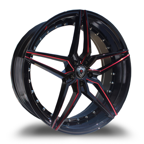 MARQUEE WHEELS M3259 5x114.3 22x9+35 BLACK / RED MILLING