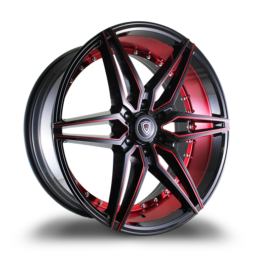 MARQUEE WHEELS M3259B 6x139.7 22x9.5+25 BLACK / RED MILLING