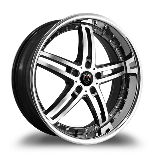 MARQUEE WHEELS M5329 5x112 20x10.5+38 BLACK / MACHINED/STAINLESS LIP