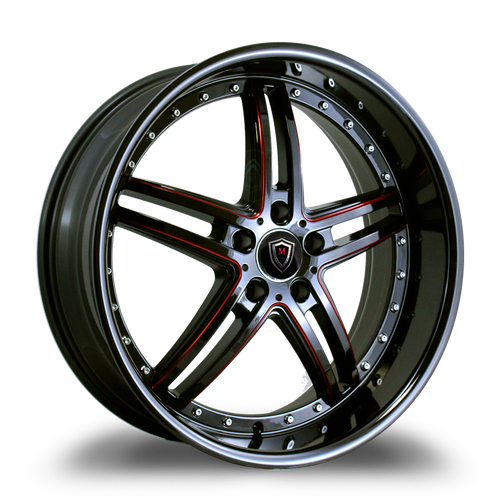 MARQUEE WHEELS M5329 5x112 20x9+35 BLACK / RED MILLING