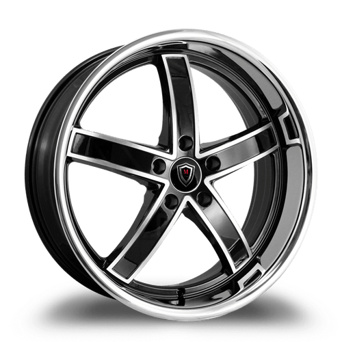 MARQUEE WHEELS M5330 5x120 20x9+35 BLACK / MACHINED/STAINLESS LIP