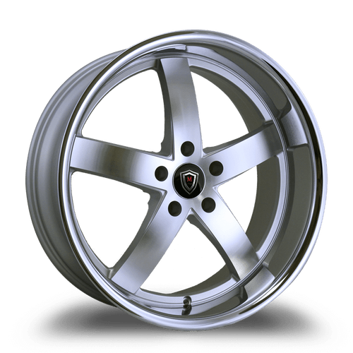 MARQUEE WHEELS M5330B 5x115 22x10.5+20 SILVER /MACHINED/STAINLESS LIP