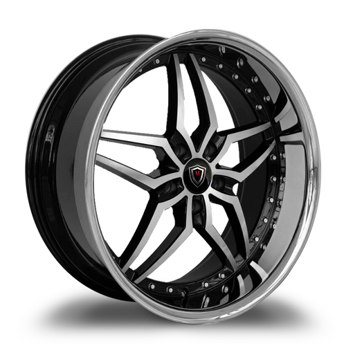 MARQUEE WHEELS M5331 5x115 22x10.5+20 BLACK / MACHINED/STAINLESS LIP