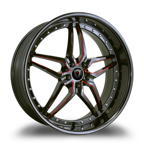 MARQUEE WHEELS M5331 5x120 22x9+30 BLACK / RED MILLING