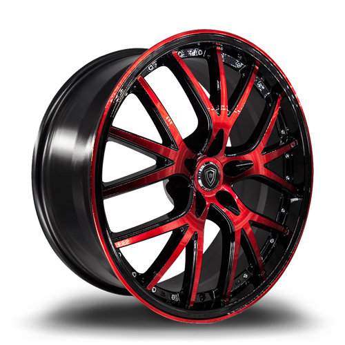 WHITE DIAMOND w530 5x114.3 20x8.5+35 RED FACE / BLACK