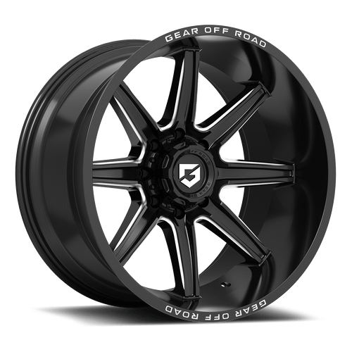 Gear Off Road 765BM 6x135 / 6x139.7 20X10-19 gloss black with milled accents & lip logo